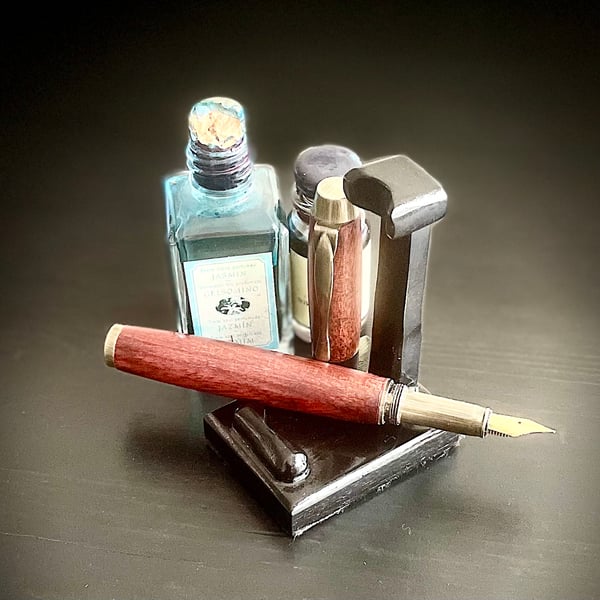 Wooden pen, fountain pen, blood wood and antique bronze finish