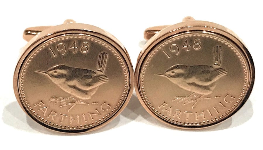66th Birthday 1955 Farthing Coin Cufflinks, 65th birthday Gift for Dad, Fathers 