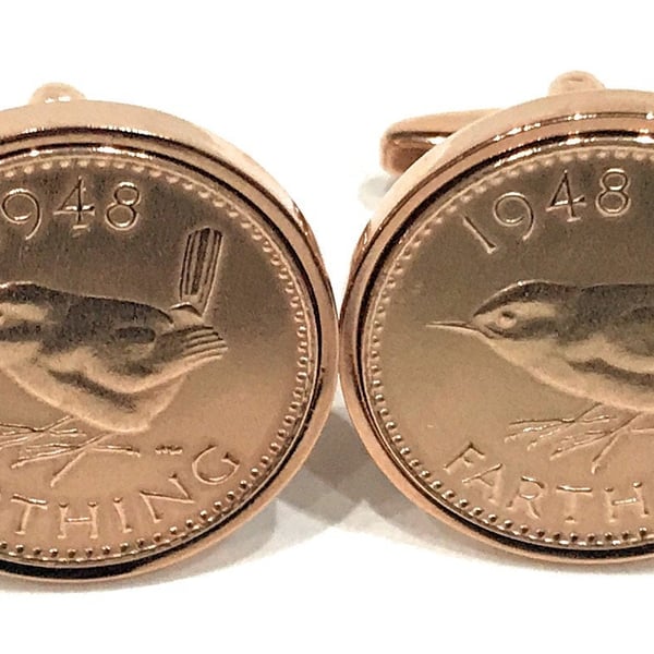 66th Birthday 1955 Farthing Coin Cufflinks, 65th birthday Gift for Dad, Fathers 