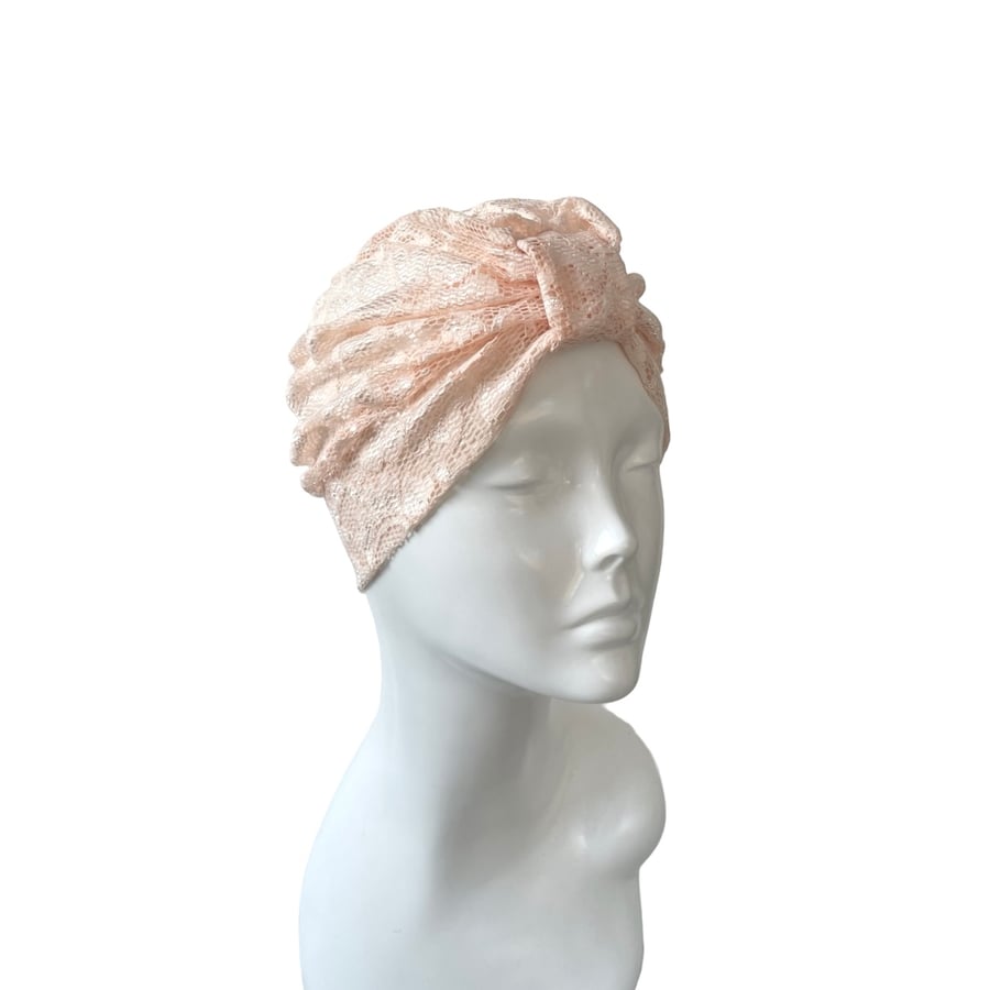 Pink Women's Turban Hat Stylish Fashion Lace Summer Headwear Hair Loss Alopecia