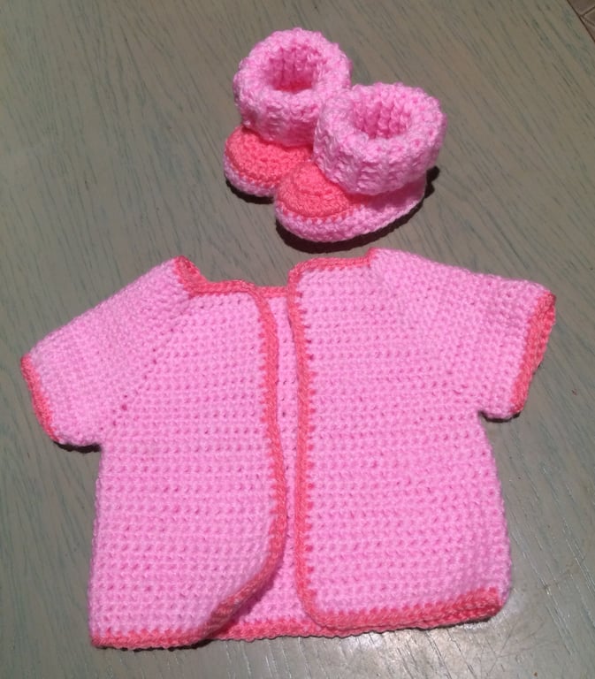 Gorgeous cardigan and booties  - Tiny Baby