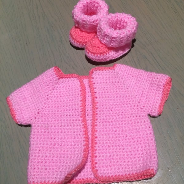 Gorgeous cardigan and booties  - Tiny Baby