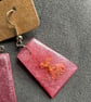 Handmade Pink Resin Drop Earrings -Lightweight Statement Jewellery - Image 2