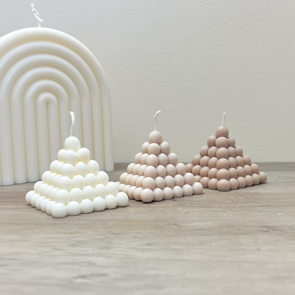 Pyramid Bubble Candle - Triangular Candles - White Pillar Candle