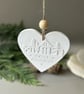 White Heart and Star Christmas Hanging Decorations - Winter Scene Duo - Image 3