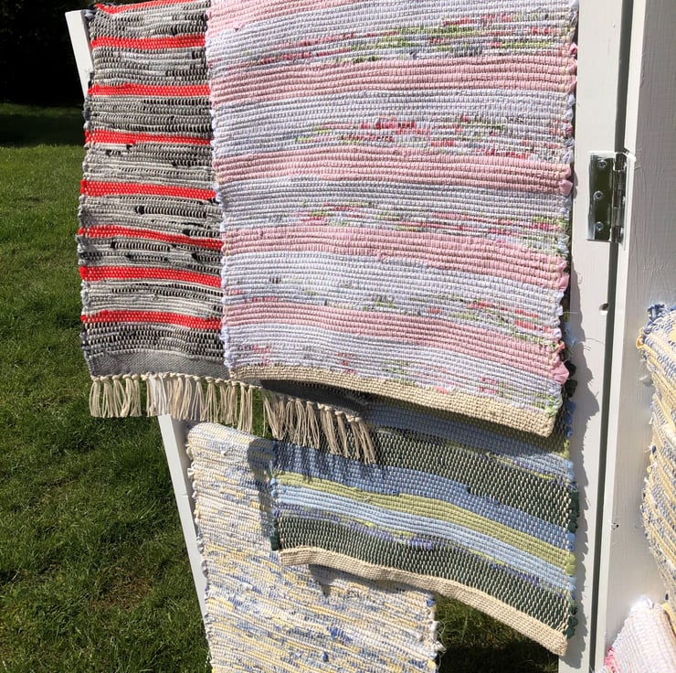 Black Grey and White Rag Rug Folksy