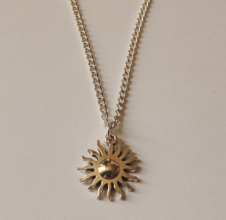 Simple Sun Silver Plate Necklace