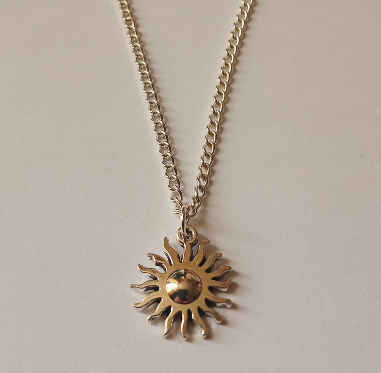 Simple Sun Silver Plate Necklace