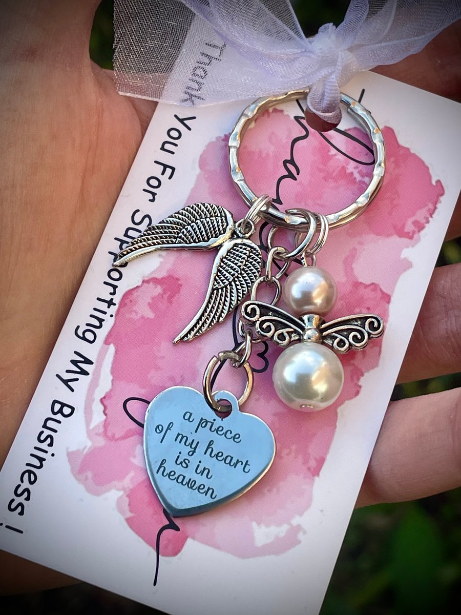 Cream A Piece of My Heart Is In Heaven Memorial Keyring Keychain 