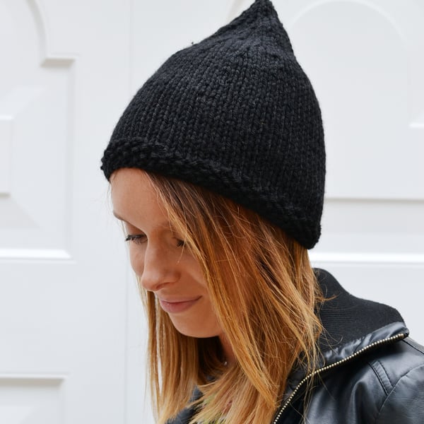  Black Pixie Hat Womens  Festival Hat