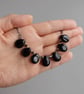 Black Fan Statement Necklace - Jet Black Glass Teardrop Necklaces for Women - Image 3