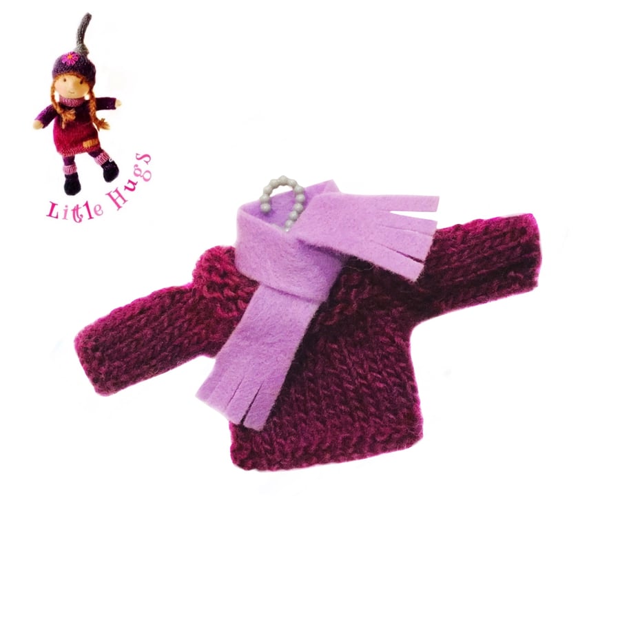 Reserved for Kat Mulberry Shaded Jumper and Scarf to fit the Little Hug Dolls