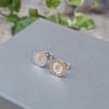 Silver Hand Stamped Daisy Disc Stud Earrings