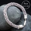 SALE - Beaded Viking Knit Bracelet - Silver with Purple Beads