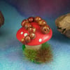Magical Toadstool on grassy tabeau with caterpillar OOAK Sculpt
