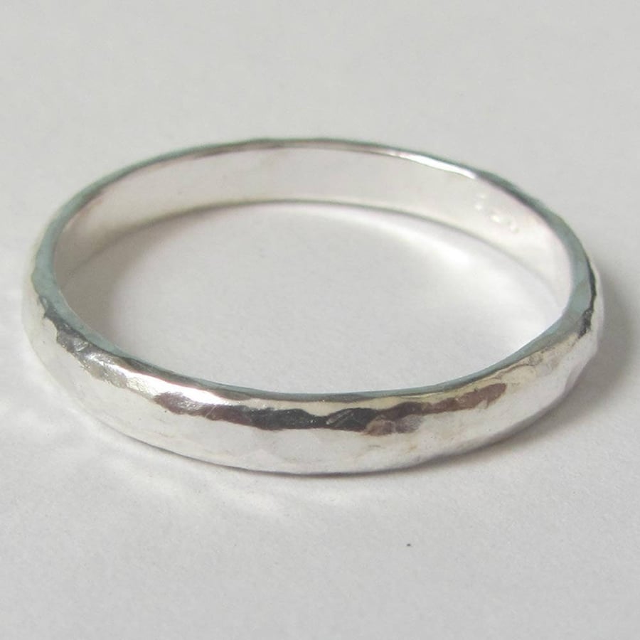 small hammered wedding band for him or her