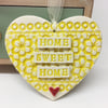 Ceramic heart hanging decoration Pottery Heart  Home Sweet Home Flower pattern