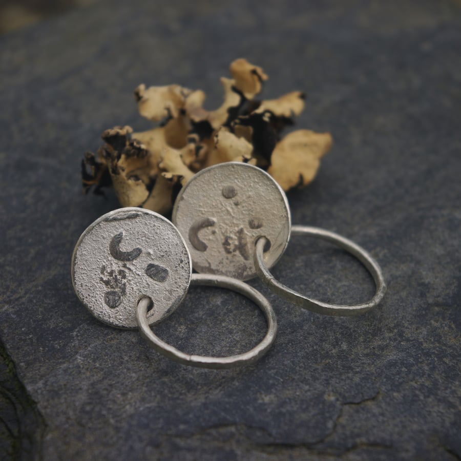 Textured Silver Earrings with Hoops