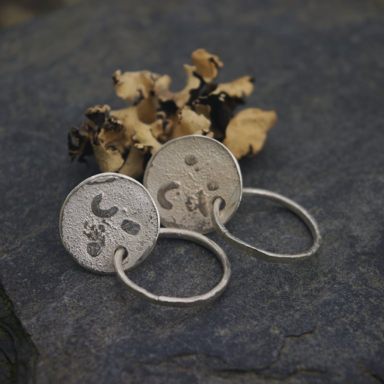 Textured Silver Earrings with Hoops