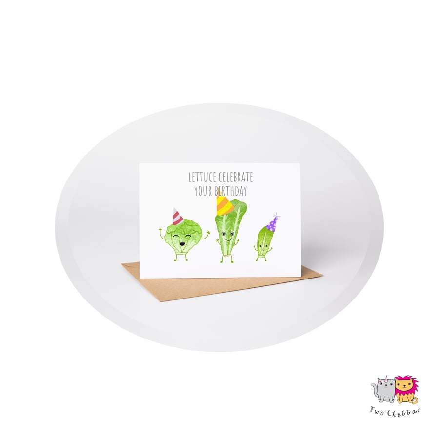Lettuce Birthday Card, A6 Birthday Card, Cute Animal Birthday Card