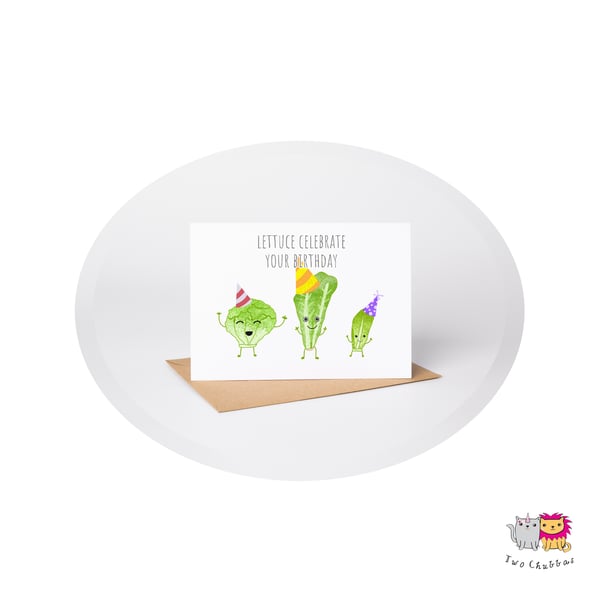 Lettuce Birthday Card, A6 Birthday Card, Cute Animal Birthday Card