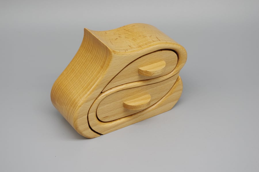 Handmade Wooden Trinket, Jewel Box. Scottish Beech.