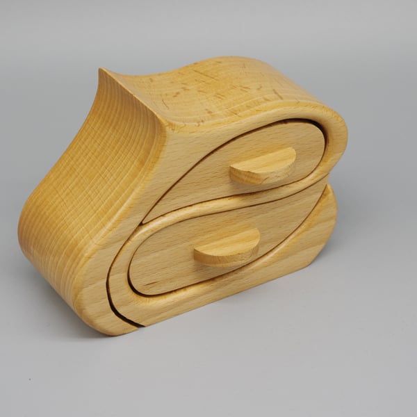 Handmade Wooden Trinket, Jewel Box. Scottish Beech.