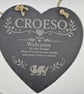 Welsh Croeso Slate Heart Plaque Welsh Welcome Sign Engraved Slate Hanging Decora - Image 4