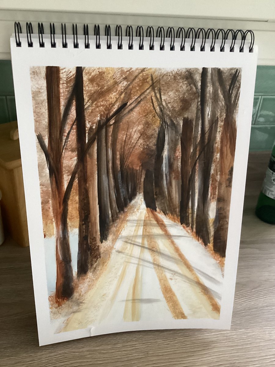 Winter Icy path scene watercolour painting