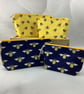 Bees makeup bag, Bumble bee zip bag, 2 pattern and size options, Handmade - Image 8