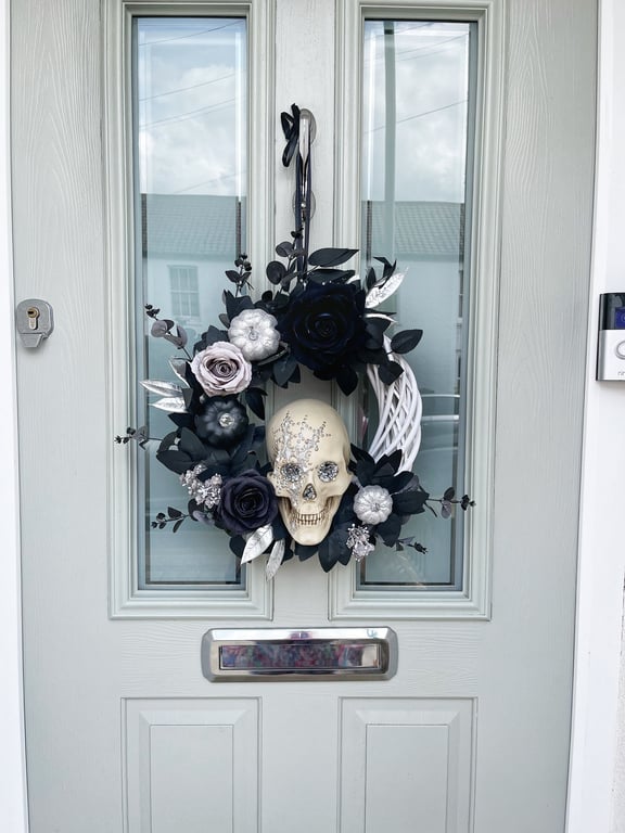 Halloween wreath for front door, ghost wreath, skull wreath, pumpkin wreath, aut