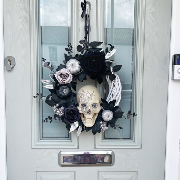 Halloween wreath for front door, ghost wreath, skull wreath, pumpkin wreath, aut