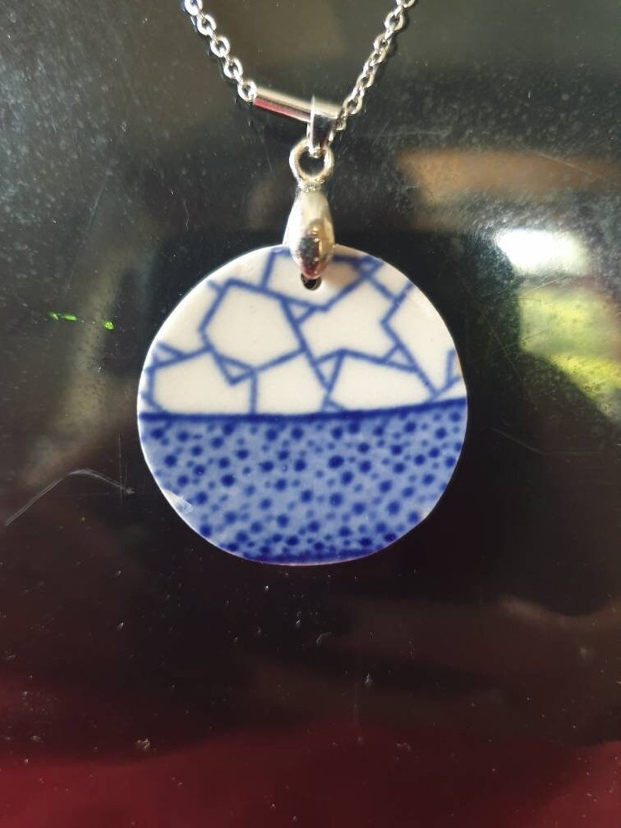 Blue Geometric Patterned Pendant