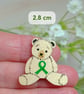 Mental Health Awareness Bear Badge, Handmade Green Ribbon Teddy Brooch - Image 4