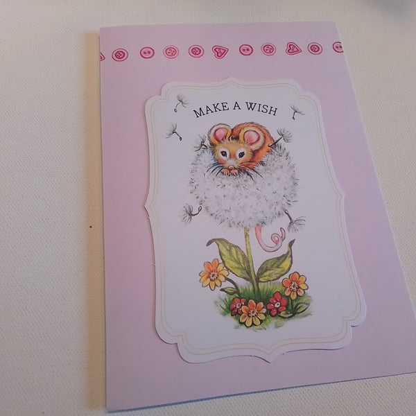 Birthday card. Make a wish. Mouse. Ref 086