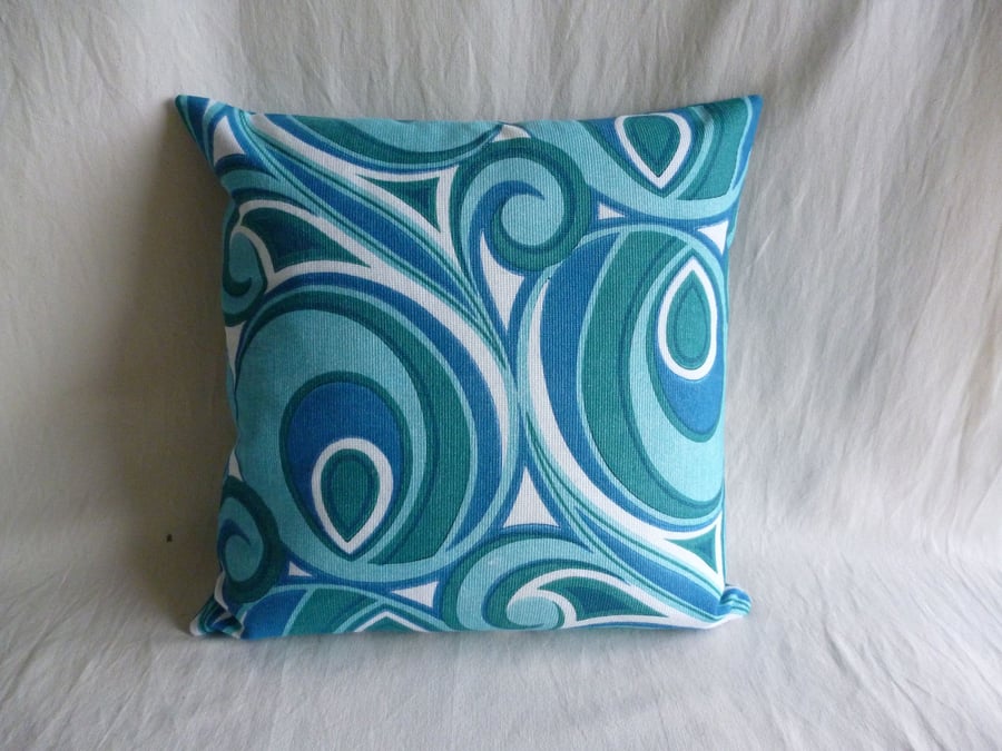 1960s turquoise funky cushion cover