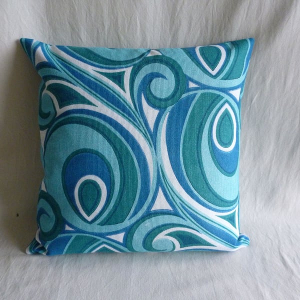 1960s turquoise funky cushion cover
