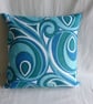 1960s turquoise funky cushion cover - Image 1
