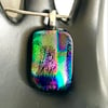 Blue & Black Iridescent Dichroic Glass Pendant