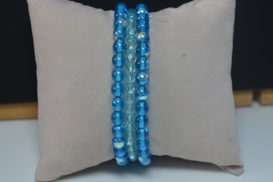 Light blue memory wire bracelets 