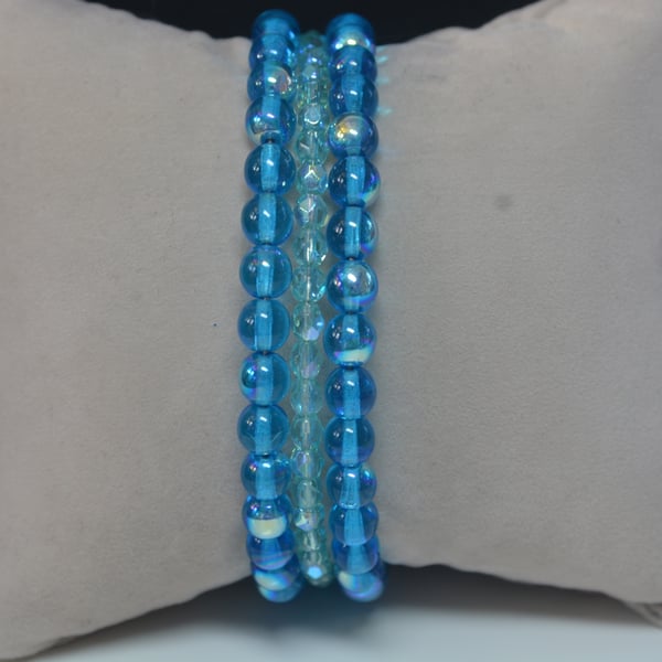 Light blue memory wire bracelets 
