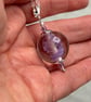 purple and clear swirly glass ball shaped lampwork glass pendant necklace - Image 6