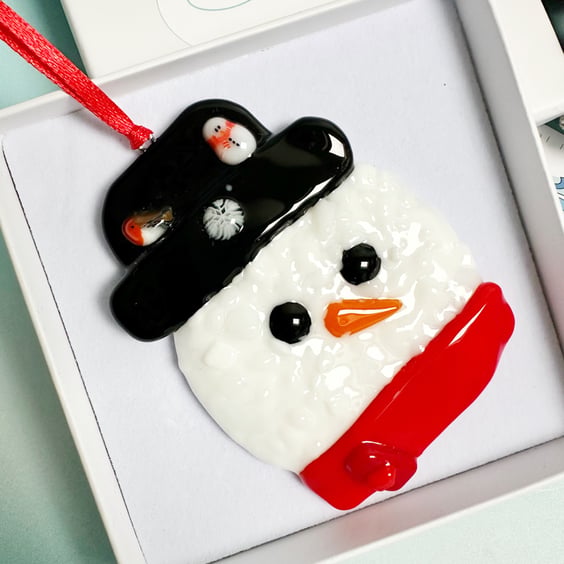 Fused Glass Snowman Head