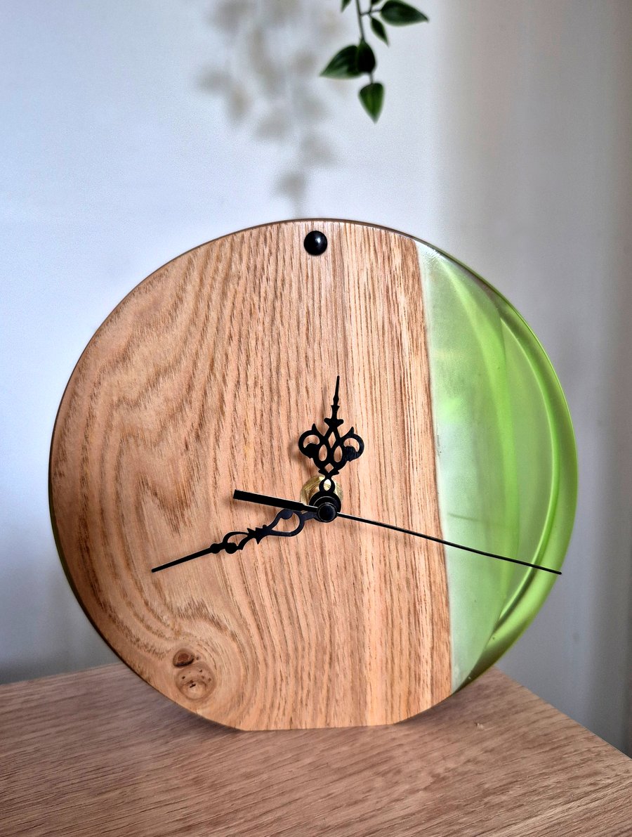 Unique wood and resin clock 