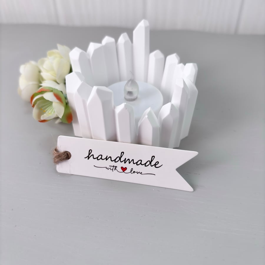 White Tea-light Holder – Handmade Clay Candle Holder