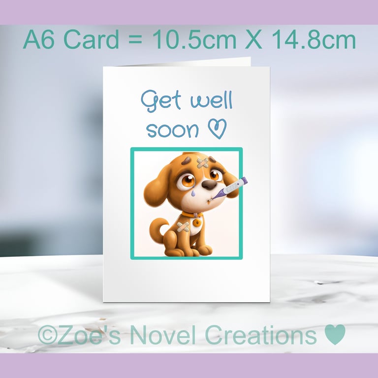 Get Well Soon Greetings Card , A6 10.5cm x 14.8cm