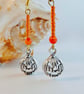 Halloween Pumpkin Earrings, Silver Charms With Orange Beads, Price Inc UK P&P - Image 1