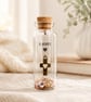 Personalised 8th Bronze Anniversary Cross and Heart Message Bottle Keepsake