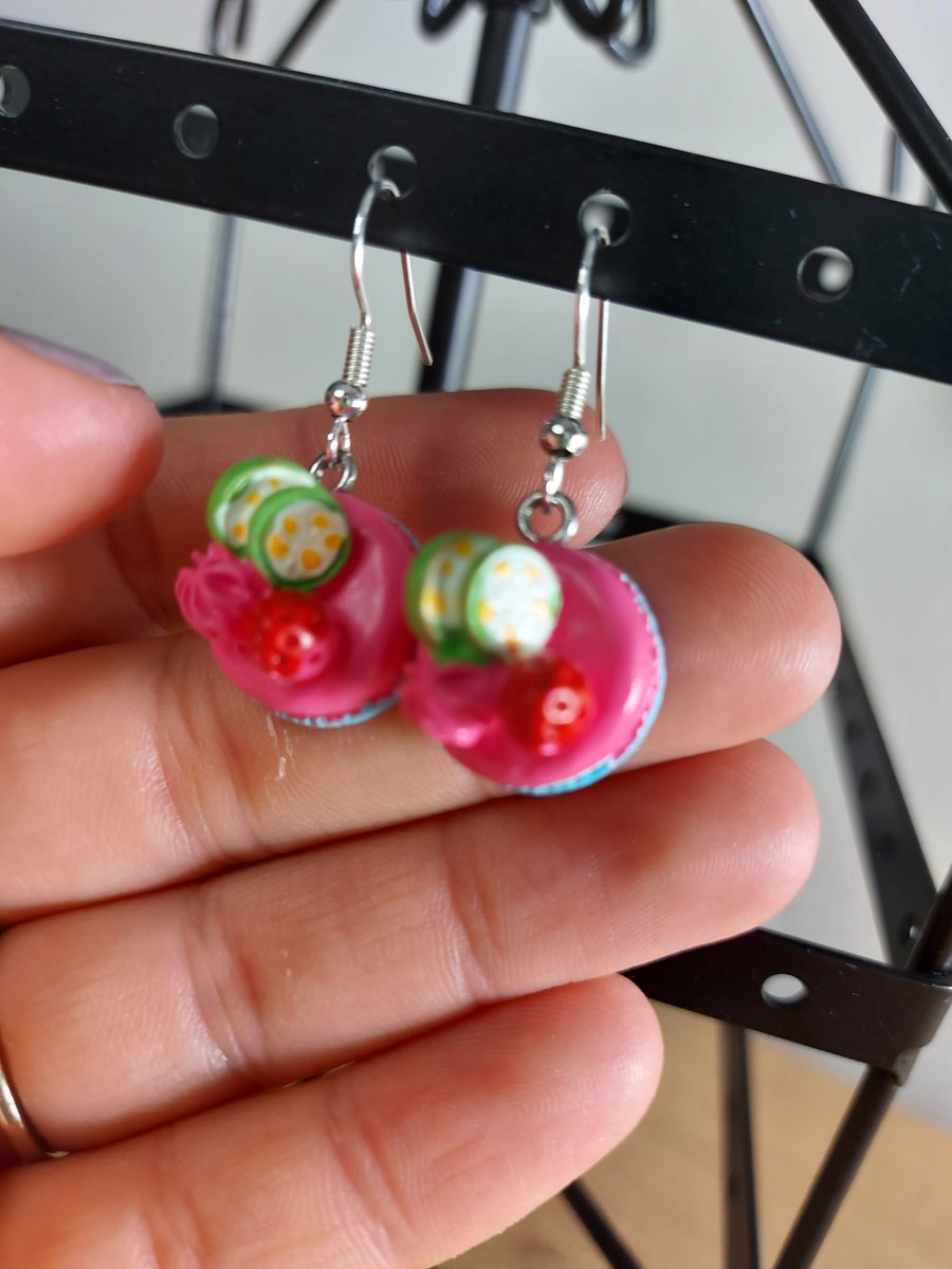 Pink cake earrings 
