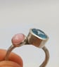 Blue Topaz and Pink Opal Double Stone Ring : Size L - Image 5
